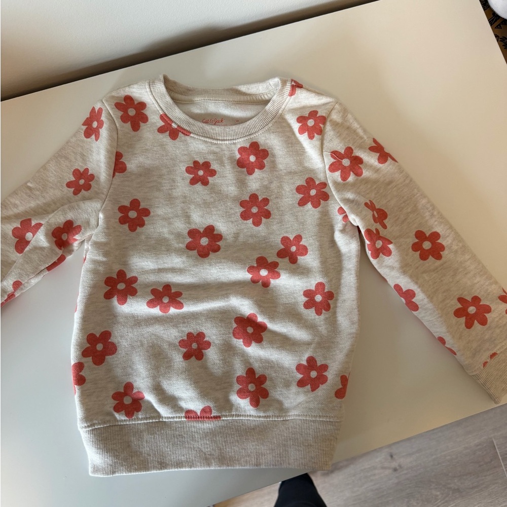 Cat & Jack Floral Sweatshirt - Red Flowers on Cream